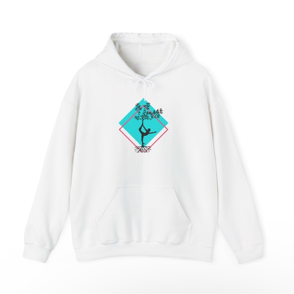 White Hoodie with Rooted Tree Design